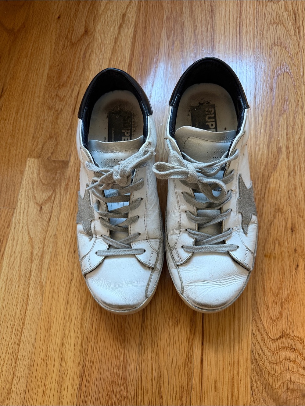 Golden goose White Leather Sneakers with Gray Star Accent